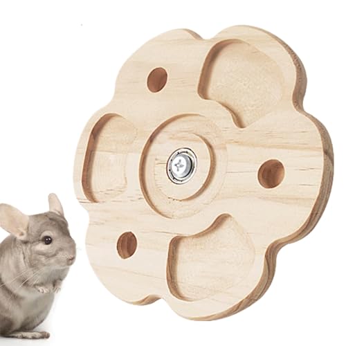 Opvonxeh Rotating Chinchilla Toy, Interactive Wooden Enrichment Wheel, Hamster Chewing Playset, 6.3x6.3x0.47 inches Funny Cage Accessories for Chinchillas, Hamsters, and Bunnies von Opvonxeh