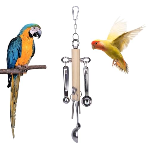 Parrot Toys, Cockatiel Pull Spoon Toys, Interactive Chew Toys for Birds, Chew Toys for African Grey, Educational Puzzle Toys for Parrots, Hangable Bird Chew Toys, Bird Toys for Cockatiels von Opvonxeh