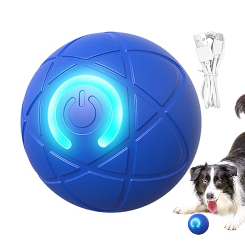 Rolling Ball Dog Toy, USB Interactive Dog Ball Toy, Rechargeable Dog Toy Ball, LED Light Dog Ball Toy, Automatic Moving Dog Toy Ball, Interactive Dog Ball for Indoor Play, Dog Ball with LED Lights von Opvonxeh