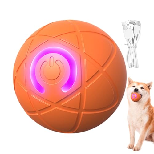 Rolling Ball Dog Toy, USB Interactive Dog Ball Toy, Wiederaufladbarer Dog Toy Ball, LED Light Dog Ball Toy, Automatic Moving Dog Toy Ball, Interactive Dog Ball for Indoor , Dog Ball mit LED Lights von Opvonxeh