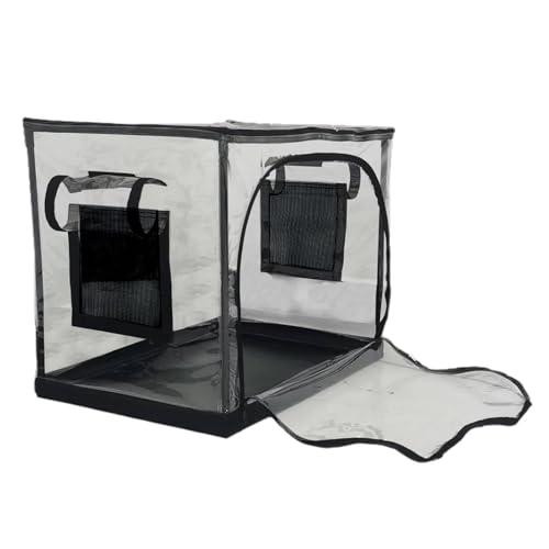 Turtle Tank Zelt, Snake Habitat Cage, Bearded Dragon Home, Portable Terrarium Box, 59 x 39 x 40 cm, ideal für temporäre Häuser, Reisen, Gold Quarantine, Schwarz von Opvonxeh