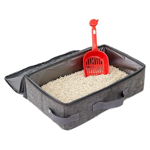 opvonxeh Tragbares Design, zusammenklappbar, Katzen-Litterbox, Zipped Reise-Litter Box für Katzen, keine Leakage Zipped Litter Box, inklusive Transportbox, 45 x 35 x 11 cm für Katzen von Opvonxeh