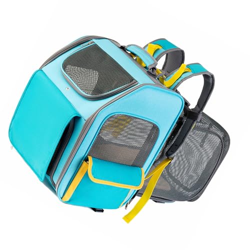 OralGos Katzen-Outdoor-Tragetasche, ausziehbar, praktisch, Katzenrucksack, Reisetasche, Stofftasche für Katzen, Hunde, Haustier-Rucksack, Blau von OralGos