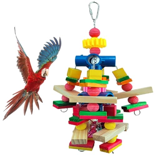 OralGos Pet Bird Chew Toy Natural Wood Blocks Cluster for Nymphensittich Conure Kakadus Zähne Schleifen Perfekt für Käfig Vogel von OralGos