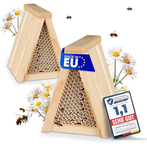 2 Stück Oramics Bienenhotel Tipi mit Niströhrchen aus Papier [Made in Europe] Nisthaus für Insekten, Bienen und Wildbienen – Insektenhotel mit Nisthülsen – Wildbienenhotel Nisthilfe von Oramics