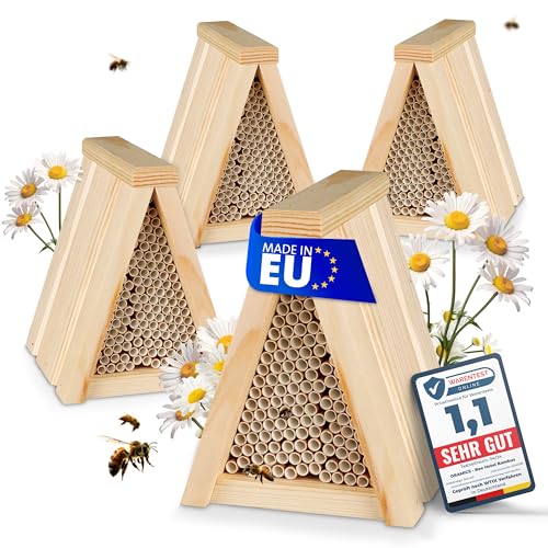 4 Stück Oramics Bienenhotel Tipi mit Niströhrchen aus Papier [Made in Europe] Nisthaus für Insekten, Bienen und Wildbienen – Insektenhotel mit Nisthülsen – Wildbienenhotel Nisthilfe von Oramics