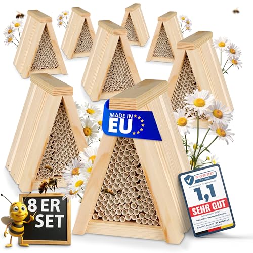 8 Stück Oramics Bienenhotel Tipi mit Niströhrchen aus Papier [Made in Europe] Nisthaus für Insekten, Bienen und Wildbienen – Insektenhotel mit Nisthülsen – Wildbienenhotel Nisthilfe von Oramics