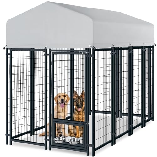 Oranland Hundehütte Außen Groß Hundegehege Outdoor mit Dach Hundeauslauf Gehege mit 2 drehbaren Hundenäpfen Robustes Hundehaus mit sicherem Schloss Oranland Hundehütte Außen Groß Hundegehege Outdoor mit Dach Hundeauslauf Gehege mit 2 drehbaren Hundenäpfen Robustes Hundehaus mit sicherem Schloss von Oranland