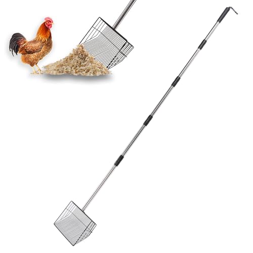 Oreilet Ausleitbare Katzenstreu Schaufel, Langes Griff Metall Chicken Coop Poop Schöpfer, Nicht Stick Edelstahl Deep Shovel Kitty Pet Pooper Sifter für Katzentoilette Livestock Farms von Oreilet