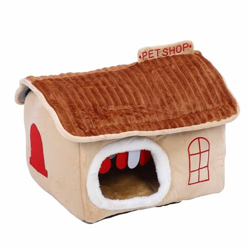 Oreilet Katzenhäuser für Wohnungskatzen, Weich Umschlossenes Warmes Katzenhaus, Süßes Katzenhöhlenbett, Kleine Welpenhundehütte, Wildes Katzenhaus, Unterschlupf für Winterkätzchen (L) von Oreilet