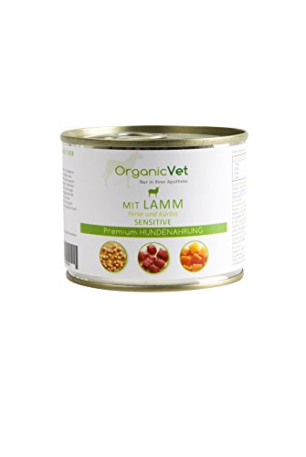 OrganicVet Hund Nassfutter Sensitive Lamm mit Hirse und Kürbis, 6er Pack (6 x 200 g) von OrganicVet