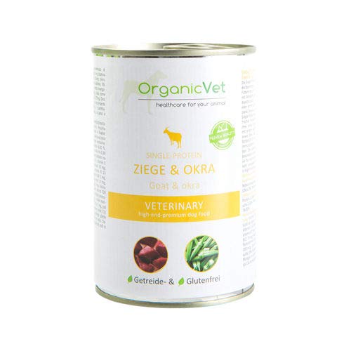 OrganicVet Hund Nassfutter Veterinary Single-Protein Ziege und Okra, 6er Pack (6 x 400 g) von OrganicVet