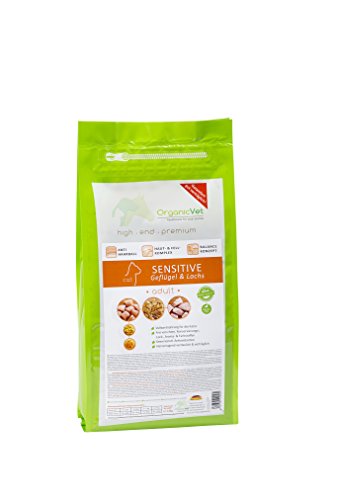 OrganicVet Katze Trockenfutter Sensitive Geflügel & Lachs, 1er Pack (1 x 1.5 kg) von OrganicVet