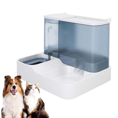 Futterspender Katze, Futter- und Wasserspender, Automatischer Futter- und Wasserspender für Katzen, Futterspender für Katzen mit großer Kapazität, Intelligenter Katzenfutter Automat (Blau) von Orgrul