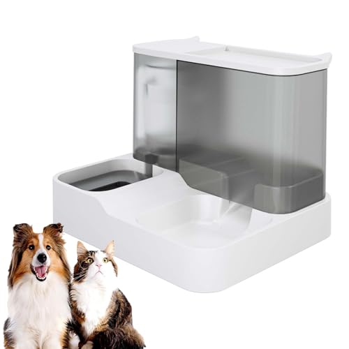 Futterspender Katze, Futter- und Wasserspender, Automatischer Futter- und Wasserspender für Katzen, Futterspender für Katzen mit großer Kapazität, Intelligenter Katzenfutter Automat (Grau) von Orgrul