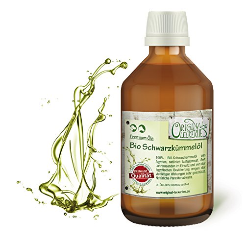 Original-Leckerlies: Ägyptisches Schwarzkümmelöl aus kontrolliertem Anbau 500 ml in brauner Apotheker-Glasflasche - 100% rein & kaltgepresst, Lebensmittelqualität, Naturprodukt für Hunde, barfen von Original-Leckerlies