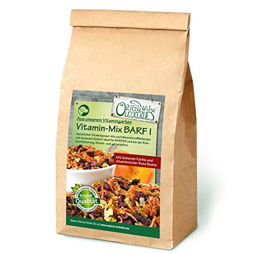 Original-Leckerlies: Vitamin-Mix Barf I 200g, ***Premium Qualität*** Natürlicher Vitamin Power und Mineralstofflieferant mit Kürbis, Futterergänzung für Hunde, Hundeflocken, Hundefutter, Barfen von Original-Leckerlies