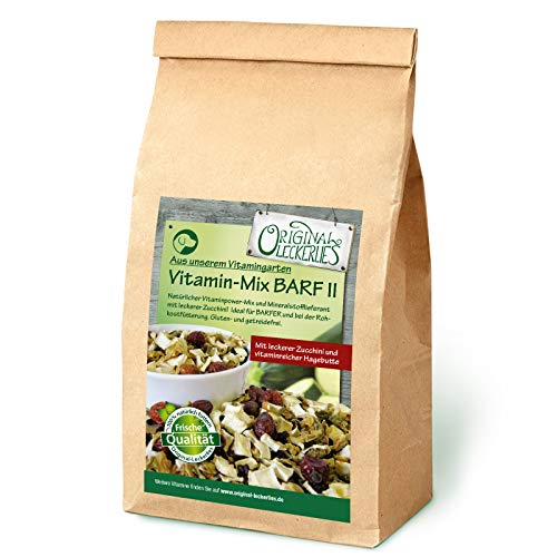 Original-Leckerlies: Vitamin-Mix Barf II 400g, ***Premium Qualität*** Natürlicher Vitamin Power und Mineralstofflieferant mit Zucchini, Futterergänzung für Hunde, Hundeflocken, Hundefutter, Barfen von Original-Leckerlies