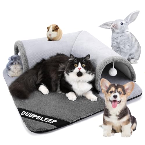 Origintek Katzentunnelbett für Indoor-Katzen, 2-in-1-Katzenbett und Tunnel, Katzenspielzeug, 70 cm, großer Katzenteppich-Tunnel, geeignet für alle Jahreszeiten, abnehmbar, waschbar für Katzen und von Origintek