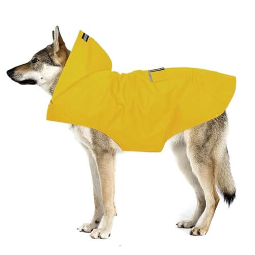 1 Stück Regenmantel Hund Wasserdicht, Kapuzenpullover Reflektierender Hunde Regenmantel, Maschinenwaschbar, Atmungsaktiver Komfort, Anpassbare Passform und Sicherheitsverbesserungen(Gelb,M) von Ormromra