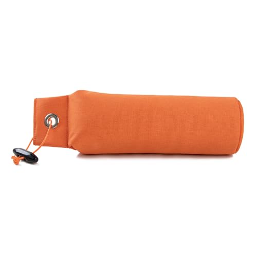 Beisswurst für Hunde mit Handschlaufe, Standard-Dummy 250g, Sehr Robustes Hundespielzeug zum Training, Tauziehen und Zerrspiele mit Hund, Extrem robust und schwimmfähig (Orange) von Ormromra