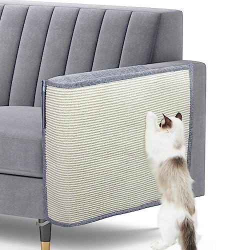 Verbesserter Katzenkratz-Möbelschutz, Katzenkratz-Sofa-Armschutz mit großem natürlichem Sisal zum Schutz von Couch, Sofa, Stuhl, Möbeln (Hellgrau, linke Hand) von Oroonoko