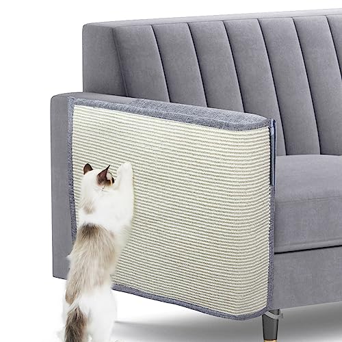 Verbesserter Katzenkratz-Möbelschutz, Katzenkratz-Sofa-Armschutz mit großem natürlichem Sisal zum Schutz von Couch, Sofa, Stuhl, Möbeln (Hellgrau, rechte Hand) von Oroonoko