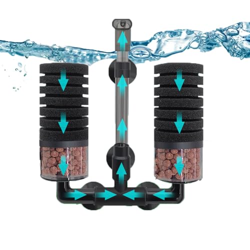 Doppelter Schwammfilter für Aquarien, leiser Luftfilter, tauchfähiger Schaumstofffilter mit Schwamm, biochemischer Filter für Aquarien, Sauerstofferhöhung und Wasserreinigung von OsAtNb