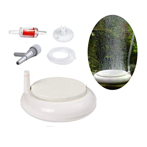 OsAtNb Aquarium Luftstein Sauerstoff Stein, 100mm Leise Nano Aquarium Sprudler Rund Sauerstoffblasen-Diffusor Luftausströmer für Aquarium, mit Saugnapf und Schlauch Geeignet für 110-250cm Tank von OsAtNb