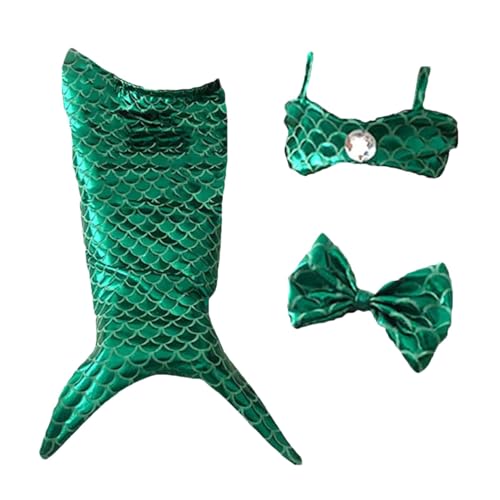 Cat Mermaid Costume | Pailletten Mermaid Costume for A Small Dog Or Cat | Katzen Fischschwanz Kleid Mit Pailletten, Haustier Meerjungfrau Fischschwanz Dekorationskleidung von Oseczmut