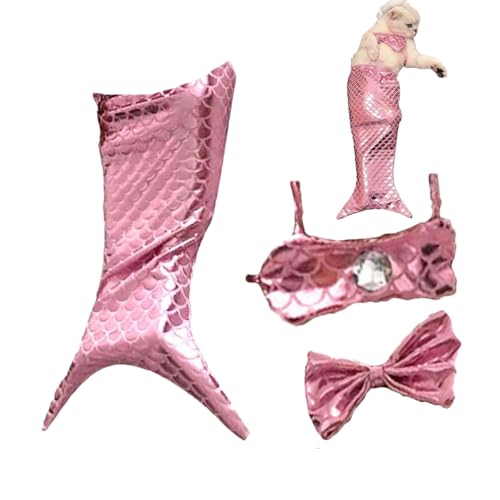 Cat Mermaid Costume | Pailletten Mermaid Costume for A Small Dog Or Cat | Katzen Fischschwanz Kleid Mit Pailletten, Haustier Meerjungfrau Fischschwanz Dekorationskleidung von Oseczmut