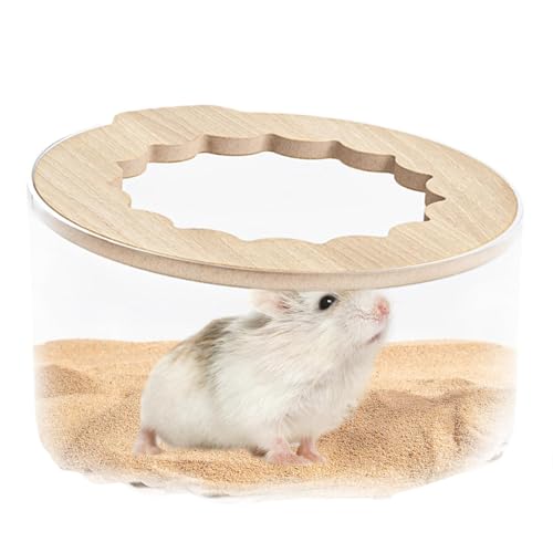 Oseczmut Hamster-Sandbad-Behälter, Kleintier-Sandbad-Box, Hamsterbadewanne, Reinigungs- und Badezubehör, Stabiler Hamster-Sandkasten, Sandbad, Hamsterdeckel, transparentes Design für Zwerghamster von Oseczmut