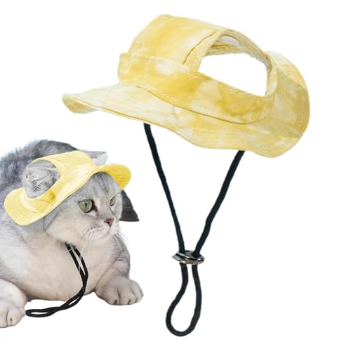 Oseczmut Hunde-Sonnenhut, Hundehut mit Ohrlöchern | Bucket Hat Hundemütze - Sommerhut Sonnenschutz, Verstellbarer Hut mit breiter Krempe, Haustierhüte für kleine mittelgroße Hunde und Katzen von Oseczmut