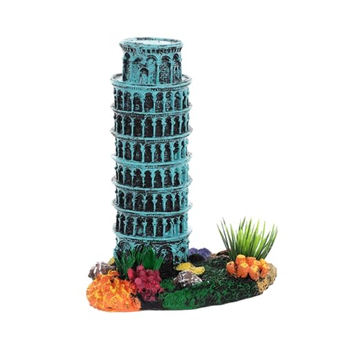 Oshhni Aquarium-Landschaftsornament, Schiefer Turm-Modell, kreatives Spielzeug, Sammlerstück, Aquarium-Dekoration für Heimwerker, Basteln, Heimornament von Oshhni