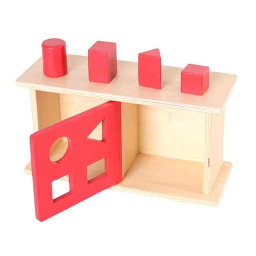 Oshhni Holz-Matching-Box Objekt Permanent Box Montessori Imbucare Box Form Matching Box für Vorschule, Roter Schiebedeckel von Oshhni