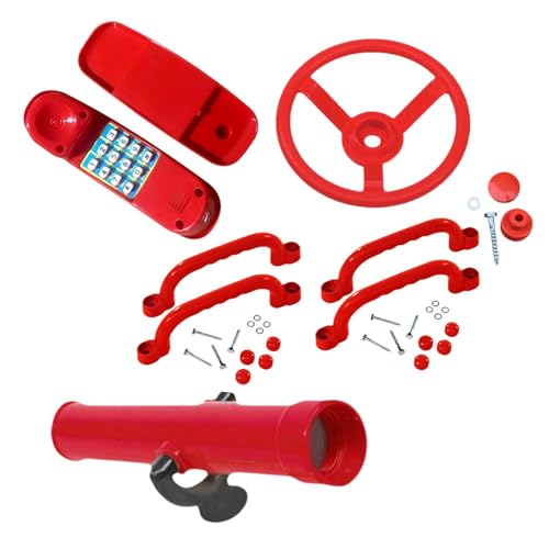 Oshhni Kinderspielplatz-Lenkrad-Spielzeug, Outdoor-Ausrüstung, kreatives Spielset-Zubehör, Spielzeug-Telefon-Zubehör für Mädchen und Jungen, ROT von Oshhni