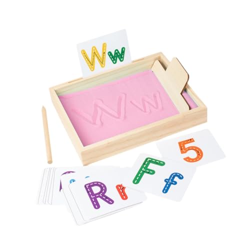 Oshhni Kreativer Holzsandkasten für Spielerisches Lernen von Buchstaben Und Zahlen, ROSA von Oshhni