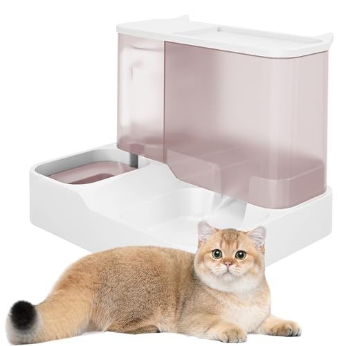 Futterautomat Katze Set, 3.8L 2-in-1 Automatischer Gravity Katzen Hund futterautomaten Wasserspender and Futterspender Wasserspender für Hunde, Katzen, Futterspender, Katzenfutter von Oskuglin