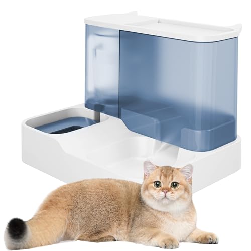 Futterautomat Katze Set, 3.8L 2-in-1 Automatischer Gravity Katzen Hund futterautomaten Wasserspender and Futterspender Wasserspender für Hunde, Katzen, Futterspender, Katzenfutter von Oskuglin