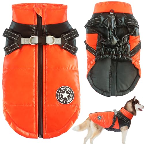 Oslueidy Winter Hundemantel,Kleidung für Haustiere wasserdichte Puppy Jacke Warme Hunde Weste Haustiere Outfit Winddichte Hundebekleidung Reflektierende Katze Schneeanzug für kleine mittlere Hunde von Oslueidy