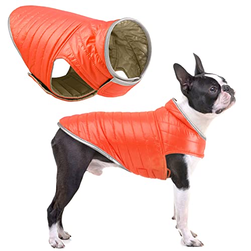 Osluidy Reversibel Hundemantel, Winterhundjacke Warme Welpen Weste wasserdichte Haustier Kleidung Winddicht Hund Schneeanzug Kleidung Für kleine mittelgroße große Hunde von Oslueidy