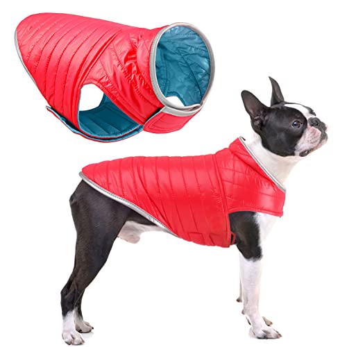 Osluidy Reversibel Hundemantel, Winterhundjacke Warme Welpen Weste wasserdichte Haustier Kleidung Winddicht Hund Schneeanzug Kleidung Für kleine mittelgroße große Hunde von Oslueidy