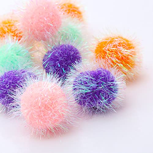 Osvela Katzenballspielzeug, Katzenspielzeug, Pompon, glitzernd, flauschige Bälle, 5,1 cm, interaktives Katzenspielzeug, verschiedene Farben, 12 Stück von Osvela