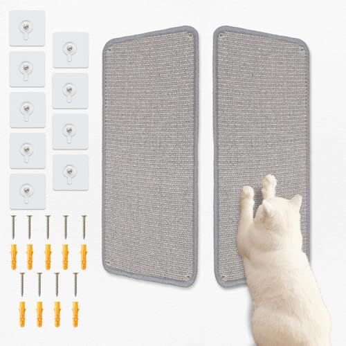 Otauoaea 2 Stück Sisal Kratzmatte Katze, 56X28 cm Teppich Katzen Kratzbrett Wand, Widerstandsfähig kratzpappe für Katzen, Katzenkratzmatte für Sofa Möbel Tür Kratzschutz, Grau von Otauoaea