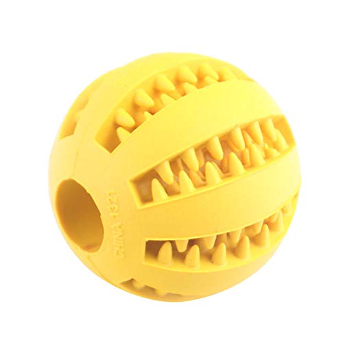 Ototon Hundespielzeug Ball aus Gummi, robust, zum Kauen, ungiftig, unverwüstlich, für kleine Hunde, Welpen, Spiele (gelb) von Ototon