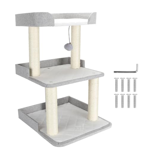 Cat Tree Tower - Cat Climbing Tree with Reinforced Base - 3 Layers Stable Scratch Resistant - Easy to Clean for Garden Backyard and Deck von Otufan