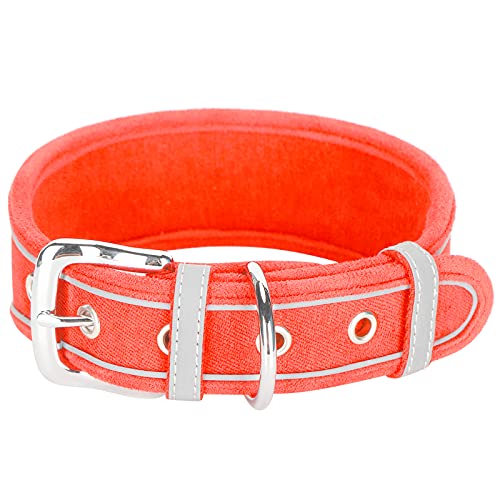Dog Collars - Dog Collar for Large Dogs - Adjustable Reflective - Soft and Breathable Artificial Leather - Stainless Steel Zinc Alloy Buckle and D Ring - for Medium Large Dog (Mit 46 * 4,0CM) von Otufan