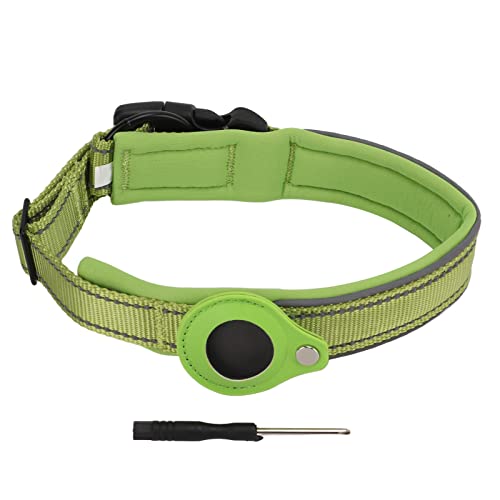 Hundehalsband – Hundehalsband für große Hunde – reflektierende Bandschnalle und Metallclip – hochwertiges Nylon-Neopren – mit exklusiver Schutzhülle – für mittelgroße und große (Verde Talla L) von Otufan