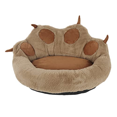 Otufan Katzenhundehütte, Katzenpfotenabdruck, Plüschmaschine, 63,9 X 39,6 X 27,9 cm, Waschbar, Abnehmbares Sofa, Haustiernest (Braun) von Otufan