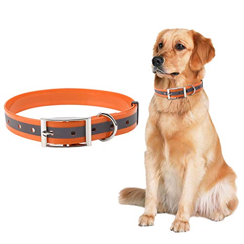 Reflektierendes Hundehalsband – leuchtendes Hundehalsband – reflektierendes Streifendesign – verstellbare Halsbandgröße – wasserdicht – leicht zu reinigendes TPU-Material (Naranja) von Otufan